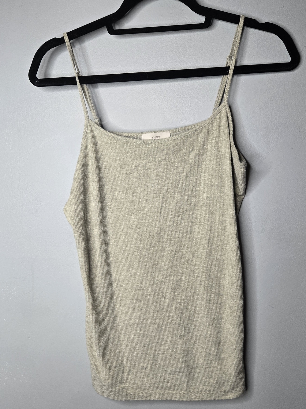 LOFT Outlet Metallic Gold Silver Ribbed Cami Tank Top Spaghetti Strap Medium